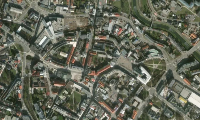 Dům U Bílého koníčka – letecký pohled