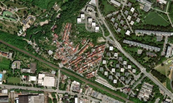 Divišova čtvrť – letecký pohled
