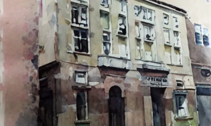 Divišovo náměstí 12 – akvarel
