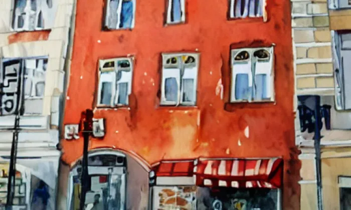 Dolní náměstí 22 – akvarel