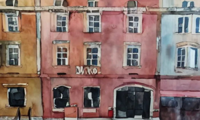 Dolní náměstí 7 – akvarel