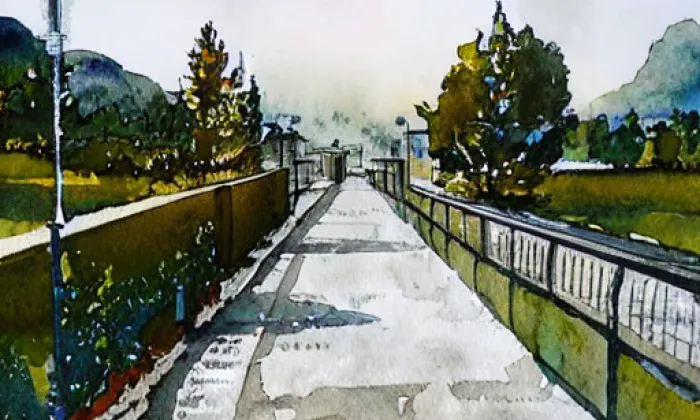 Dolní panská zahrada – akvarel