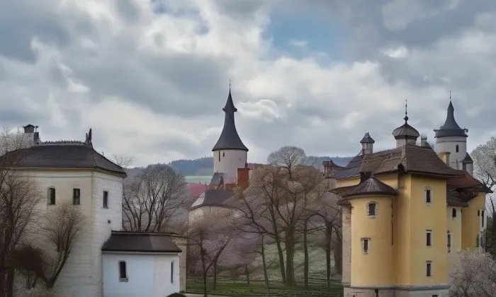Dolní zámek Skalná – jaro