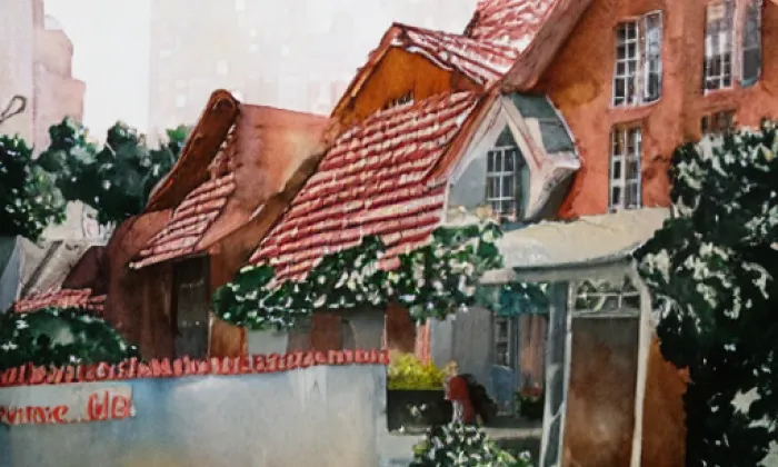 Domy če. 1 a 2 – akvarel