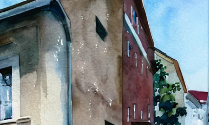 Domy dělnické kolonie čp. 288-303 – akvarel
