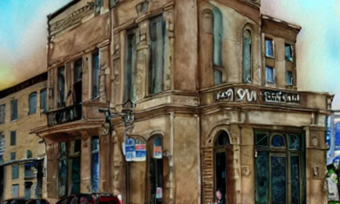 Duslova vila v Berouně – akvarel