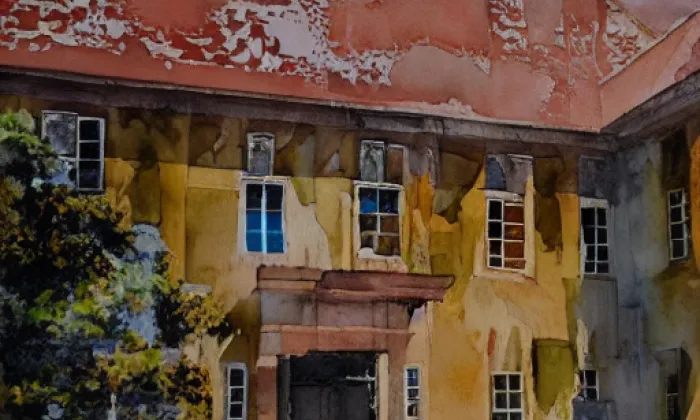 Dvůr čp. 7, 8, 106 – akvarel