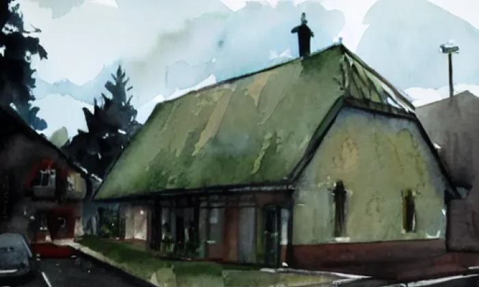 Dvojdům čp. 215 – akvarel