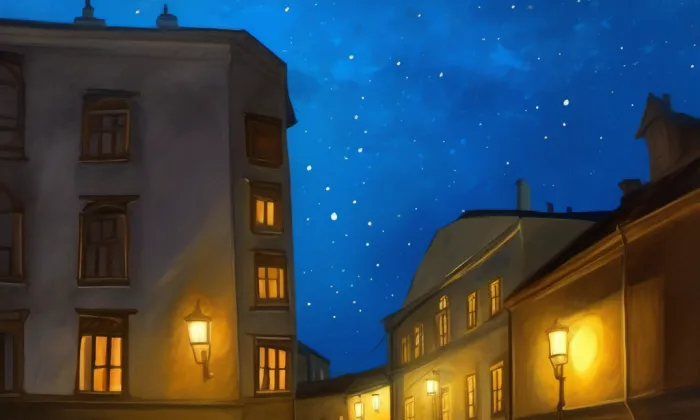 Dvoupatrové sklepy domu Mha – noc