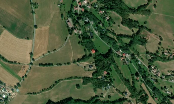 evangelický hřbitov v Křížlicích – letecký pohled