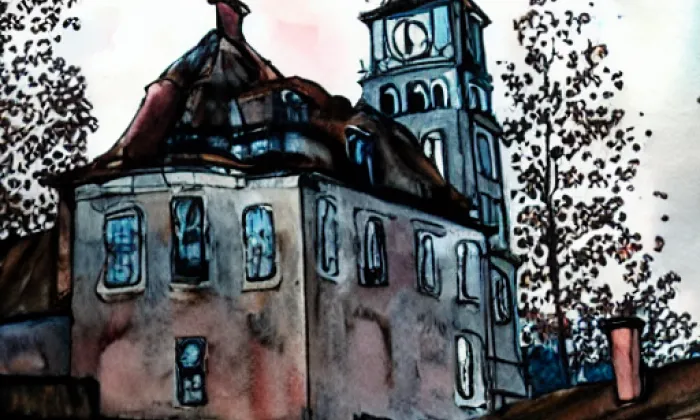 Evangelický kostel (Čenkovice) – akvarel