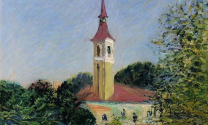 Evangelický kostel (Suchdol nad Odrou) – jaro
