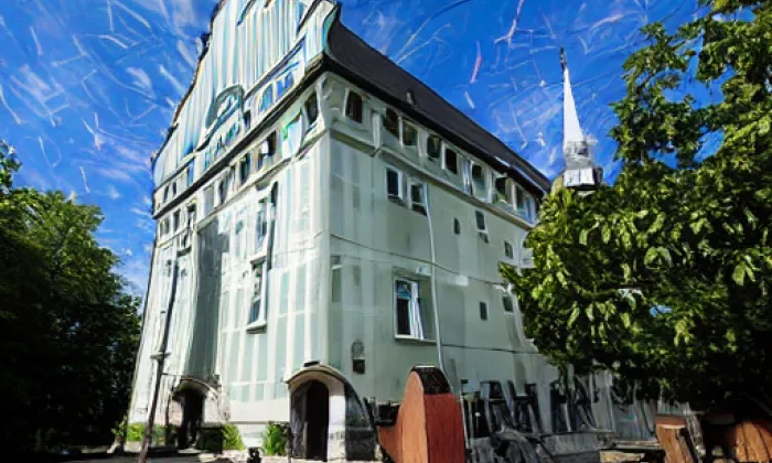 evangelický kostel Horního sboru – akvarel