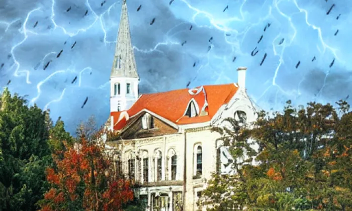 evangelický kostel v Dvakačovicích – autumn