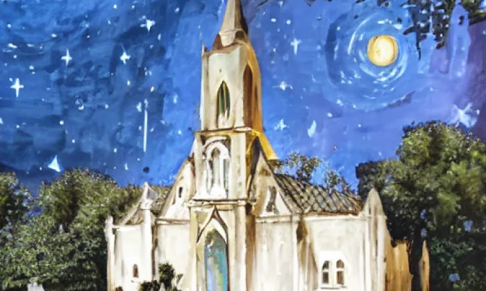 evangelický kostel v Horních Vilémovicích – noc