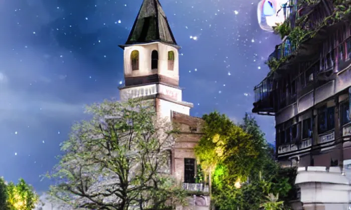 evangelický kostel v Janských Lázních – noc