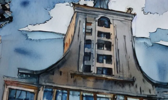 evangelický kostel v Jimramově – akvarel