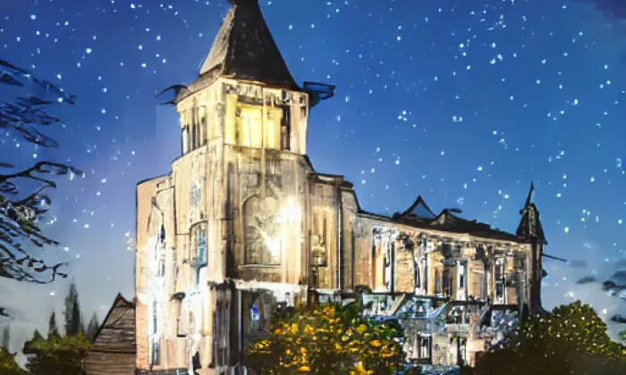 evangelický kostel v Krouně – noc