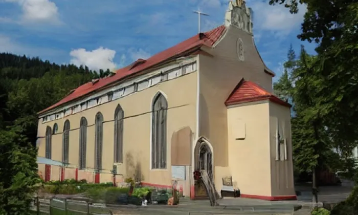 evangelický kostel v Moravské Chrastové – akvarel