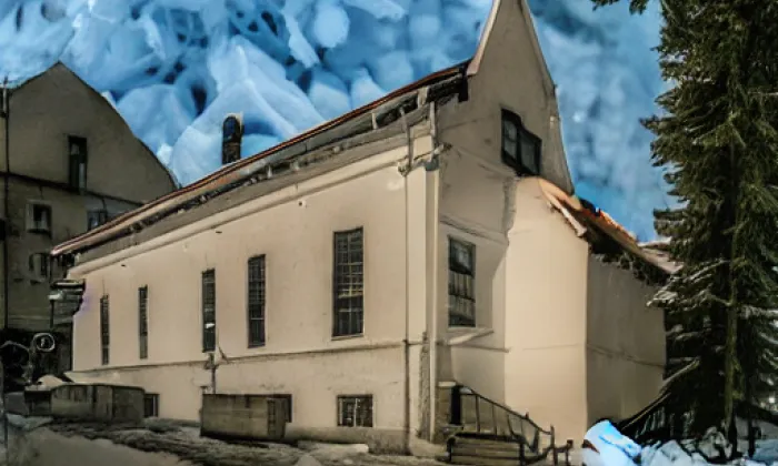 evangelický kostel v Moravské Chrastové – zima