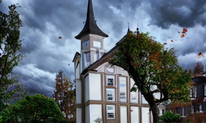 evangelický kostel v Sázavě – podzim