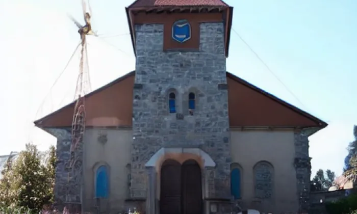 evangelický kostel v Uhříněvsi – akvarel