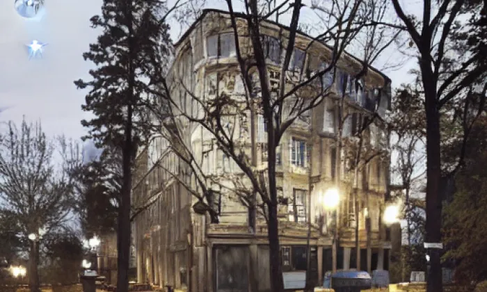 evangelický kostel ve Strměchách – noc