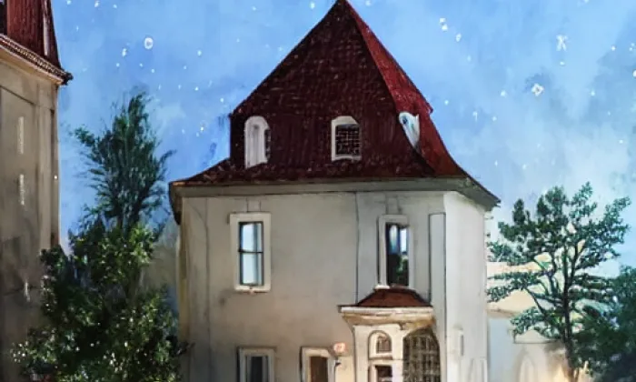 evangelický kostel ve Vysoké – noc