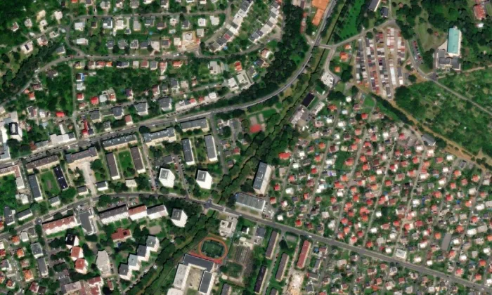 Experimentální obytný dům Drofa – letecký pohled