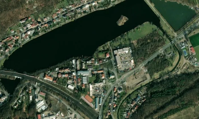 fara (Kyje) – letecký pohled