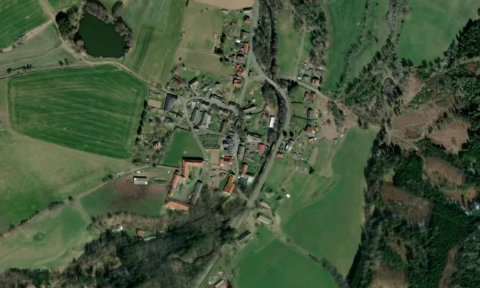 Flossmanův mlýn – letecký pohled