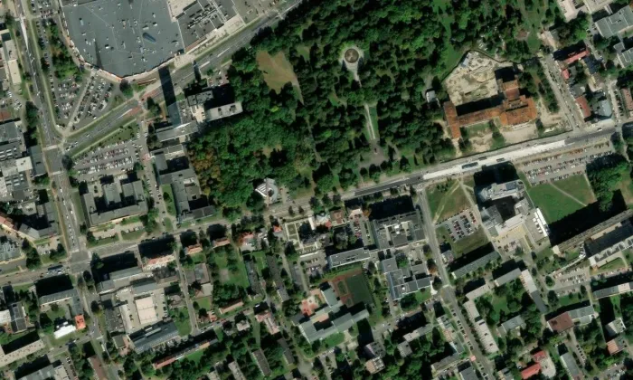 Grossmannova vila – letecký pohled