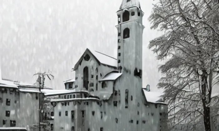 hřbitovní kaple v Kralupech nad Vltavou – zima