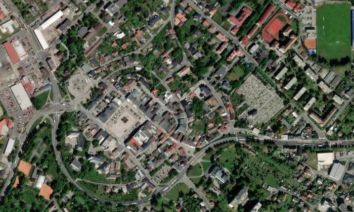 hasičská zbrojnice se sušárnou hadic v Hlučíně – letecký pohled