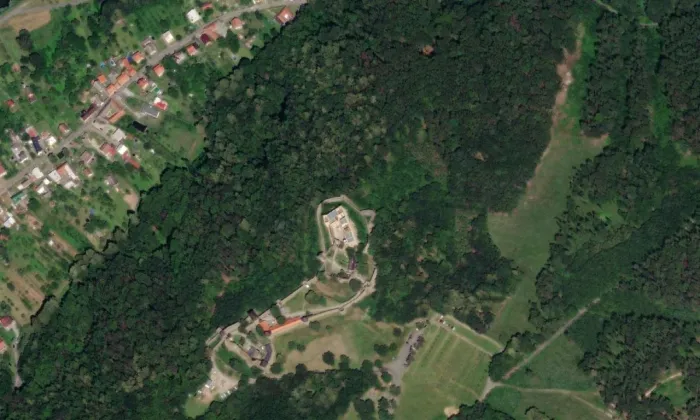 Helfštýn – letecký pohled