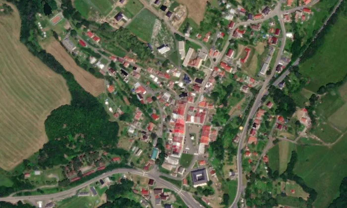 Hodinová věž – letecký pohled