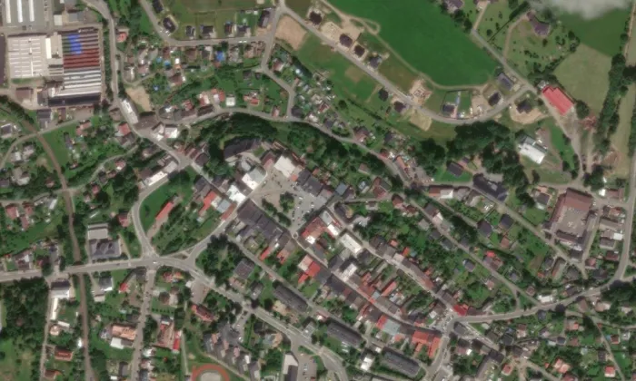 Hotel Zlatá labuť – letecký pohled