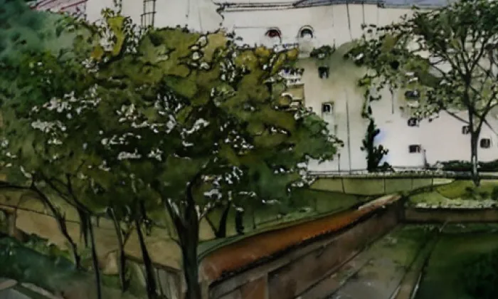 hrad Český Šternberk – akvarel