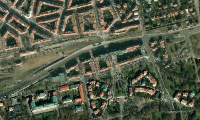 Hradčanská – letecký pohled