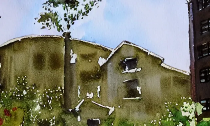 Hrad Plumlov – akvarel