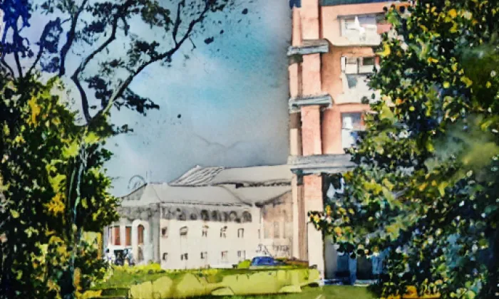 Hradec nad Moravicí – akvarel