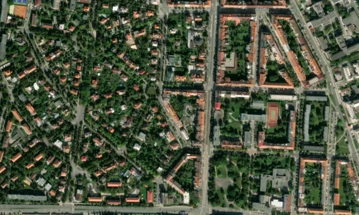 Hruškova 2 – letecký pohled