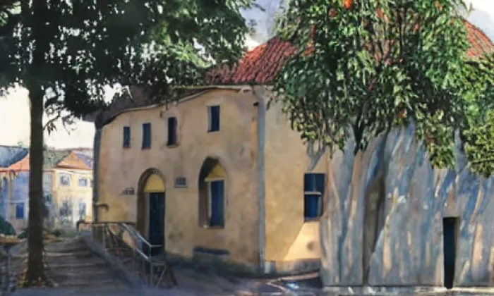 Husův sbor na Peruci – akvarel