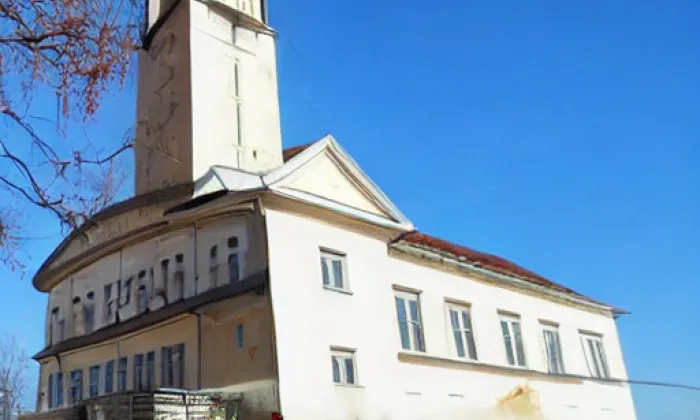 Husův sbor v Křemži – akvarel