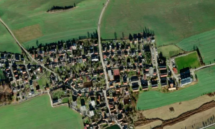 husitský sbor Jiřího z Poděbrad – letecký pohled