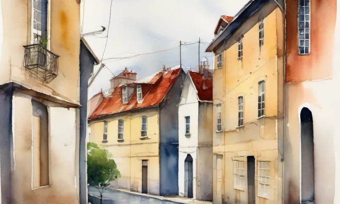 Husovo náměstí čp. 89 – akvarel