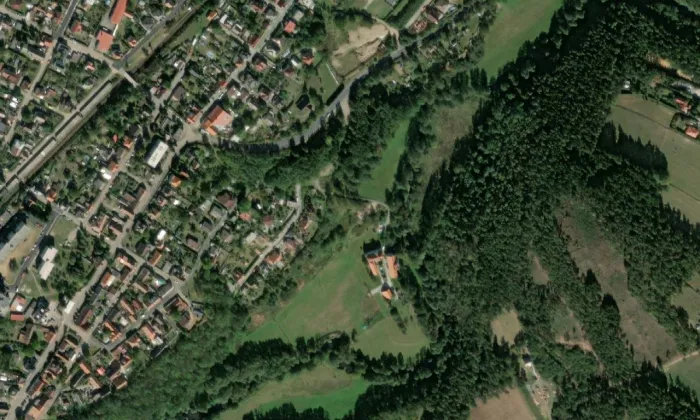 Jílkův mlýn – letecký pohled
