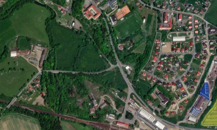 Jezdecká socha Jana Žižky z Trocnova – letecký pohled