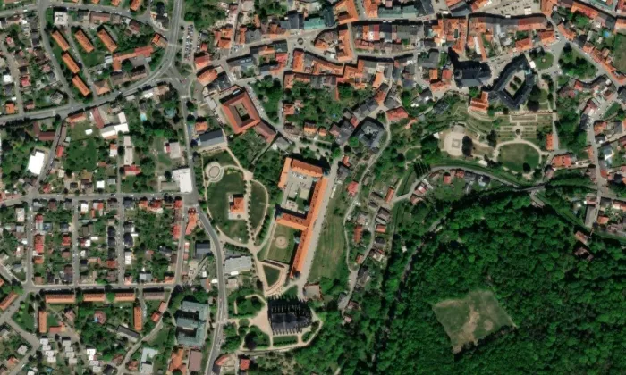 jezuitská kolej v Kutné Hoře – letecký pohled