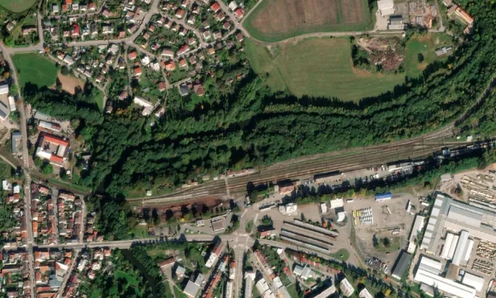 Jindřichův Hradec (nádraží) – letecký pohled